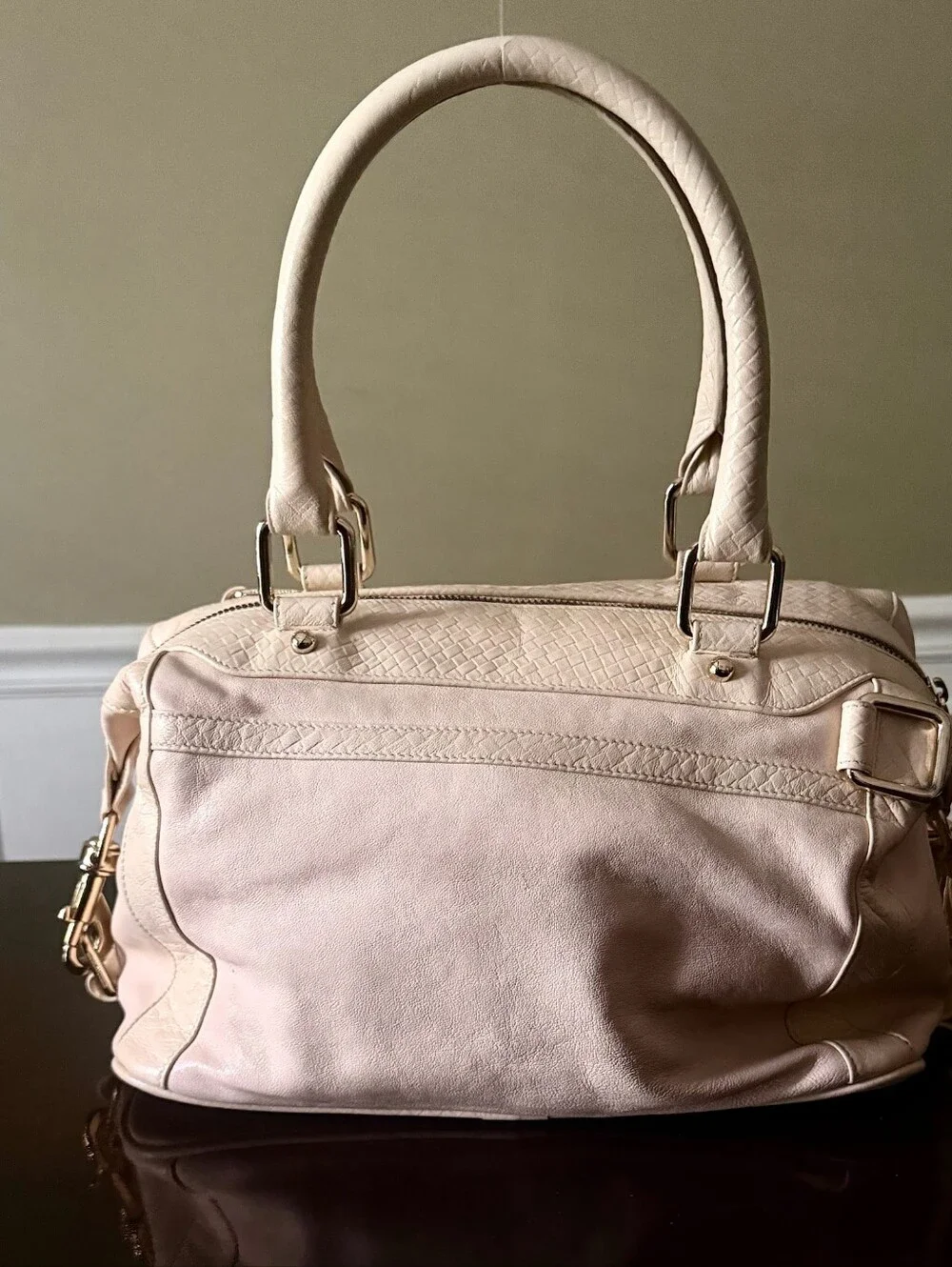 Rebecca Minkoff Pale Pink Cream Satchel with Gold Hardware